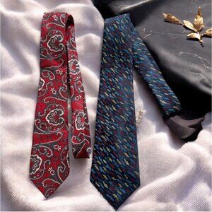 PACO RABANNE Set of 2 Red Blue Vintage Mens Ties